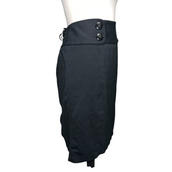 INC Black High-Waisted Button Detail Pencil Skirt Size 14 International Concepts - Picture 8 of 12